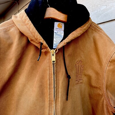 Carhartt J130 BRN Men's Full Zip Lined Hooded Brown Canvas Work