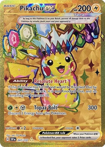 PIKACHU EX 2024 POKEMON SURGING SPARKS HYPER HOLO RARE HP200 SSP