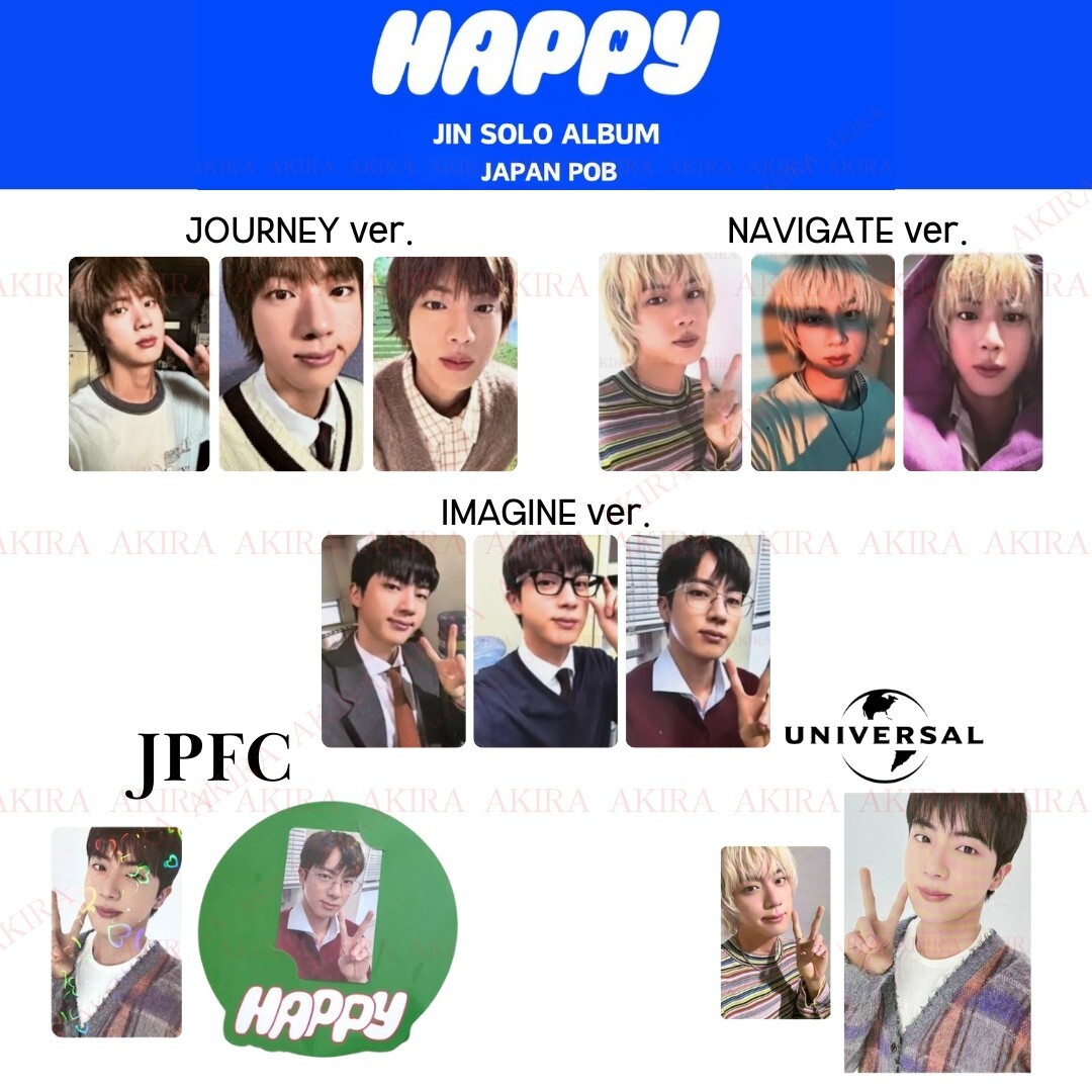 JIN SOLO ALBUM HAPPY JAPAN POB PHOTO CARD POST CARD JPFC ARMY UMS