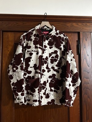 Supreme Cow Print Velvet Chore Coat Size Medium New | eBay