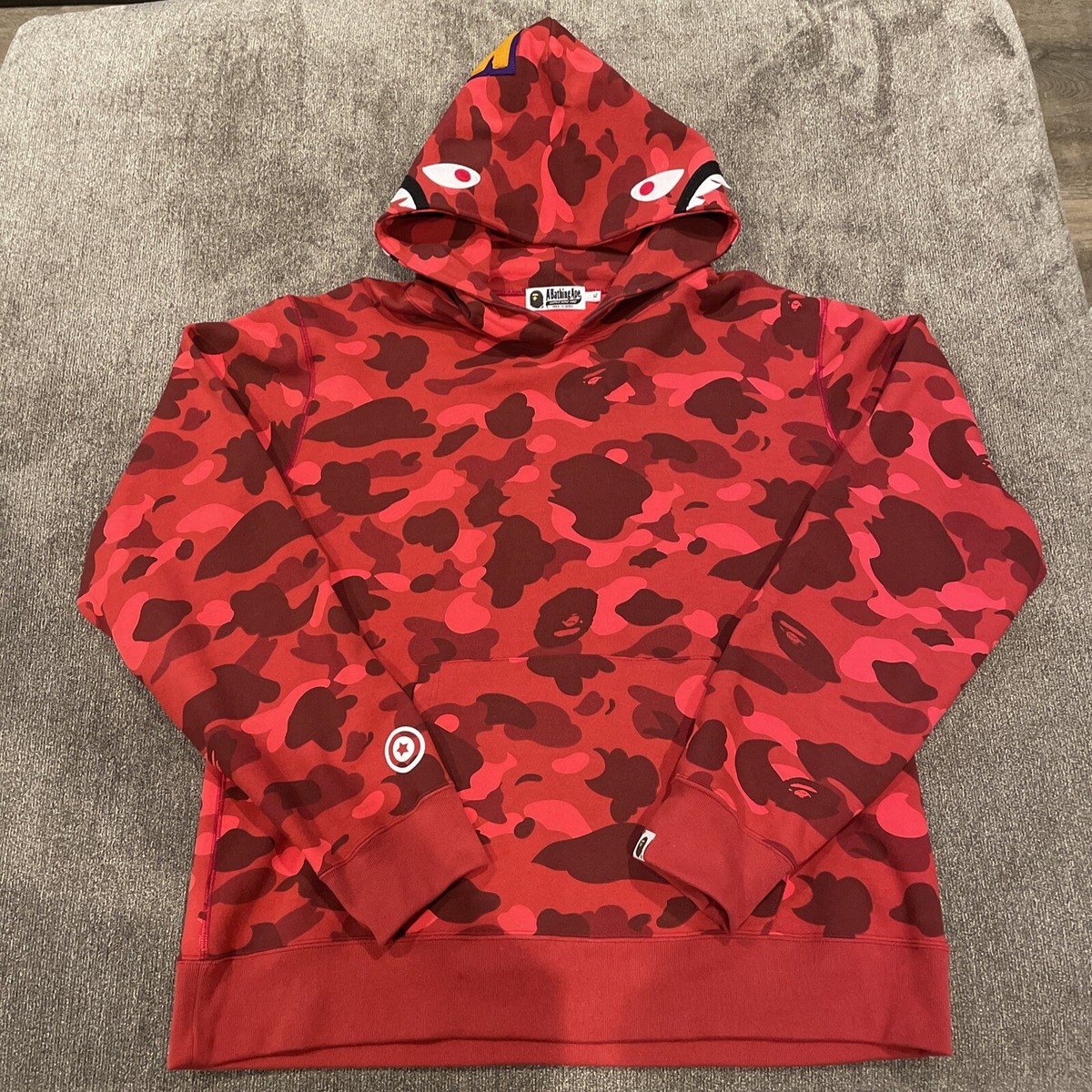 A Bathing Ape Red Camo Bale Pullover Hoodie - Red, Size XL | eBay