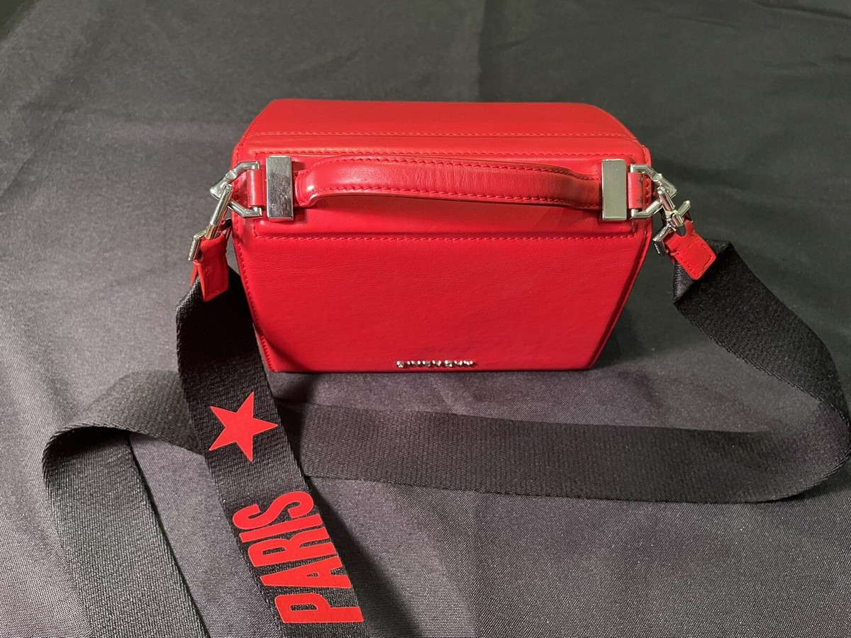 GIVENCHY $1,850 RED LEATHER PANDORA BOX CROSS BODY SHOULDER BAG