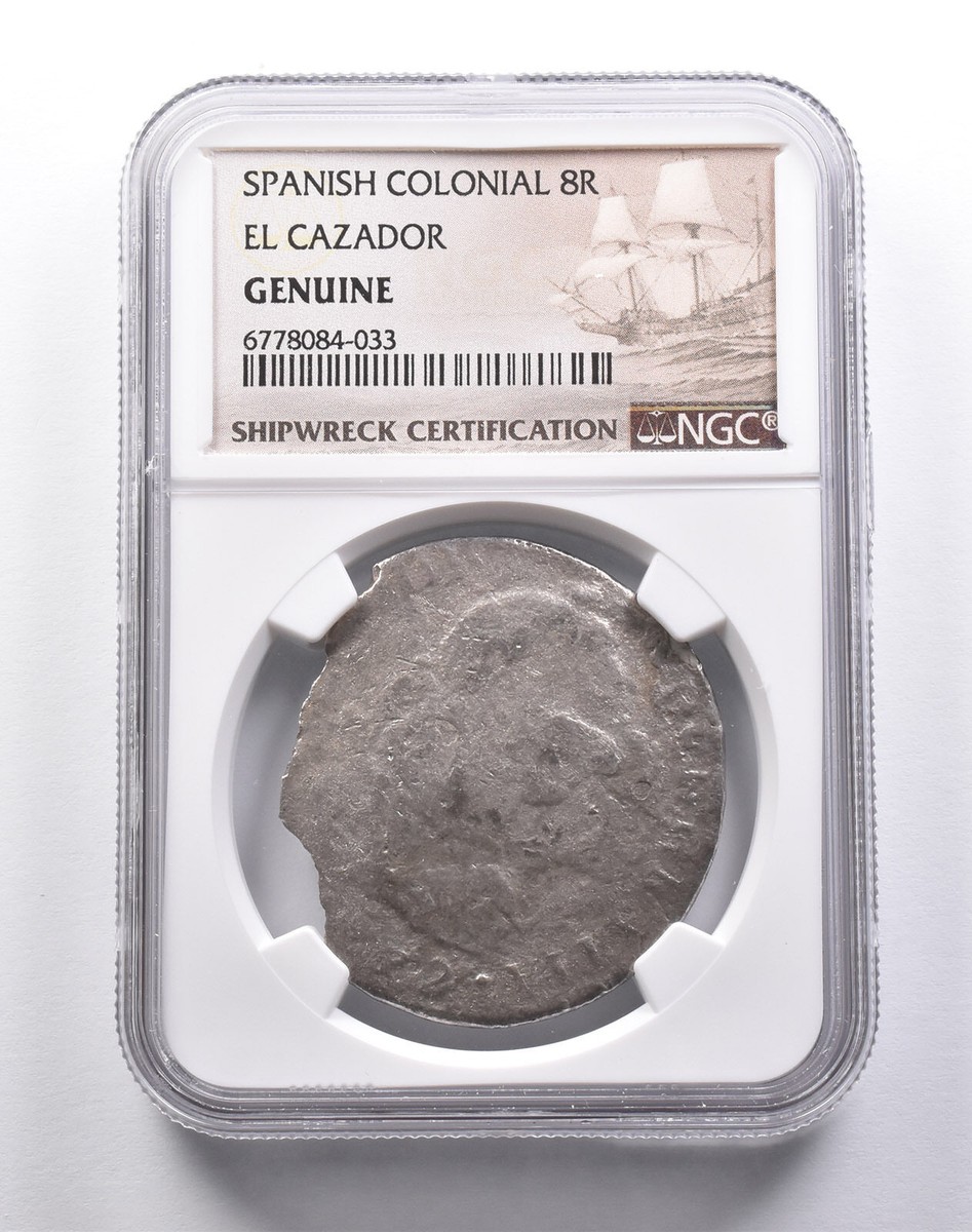 Genuine 1772 El Cazador Spanish Colonial 8 Reales NGC Shipwreck