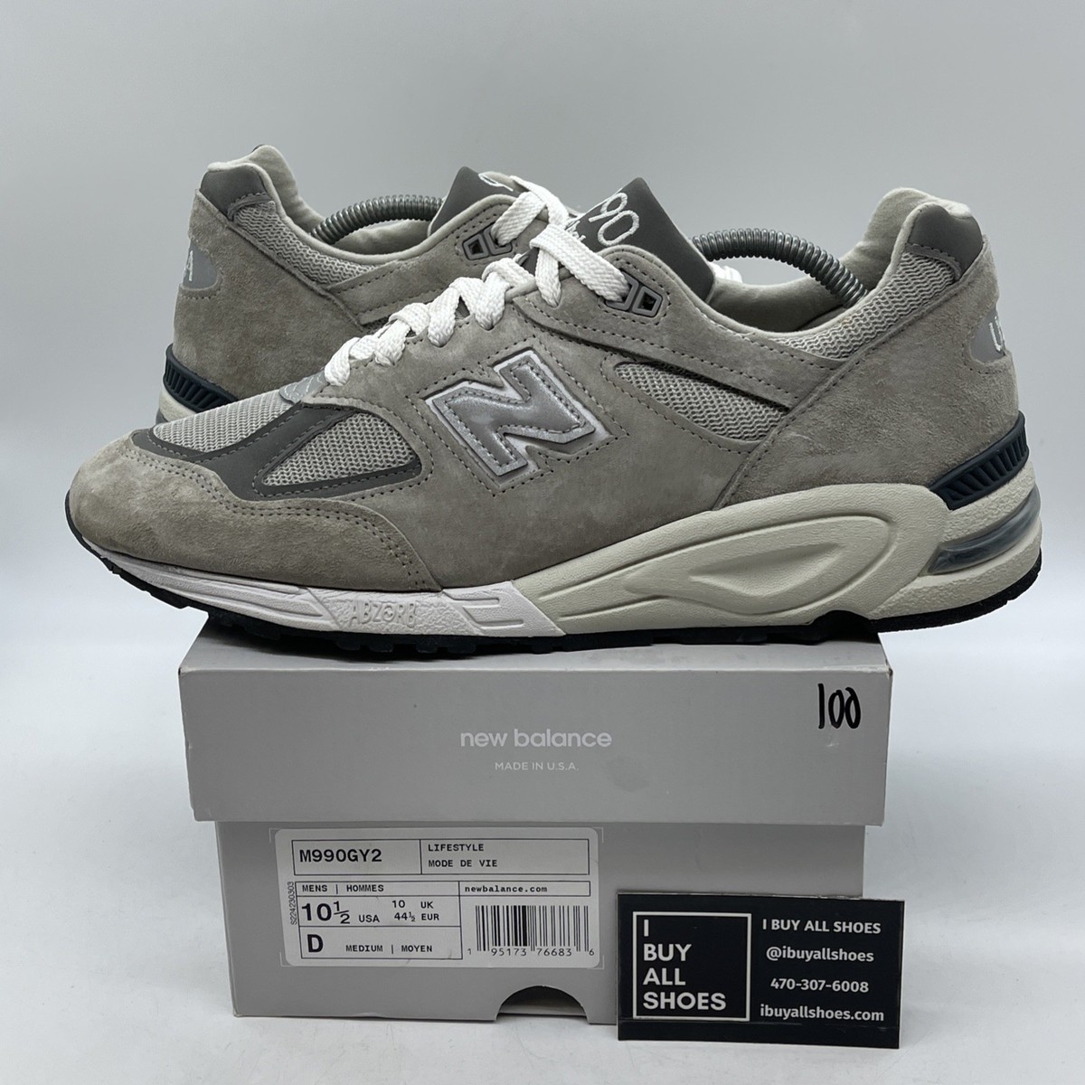 Size 10.5 - New Balance 990v2 Made in USA Grey Suede Leather