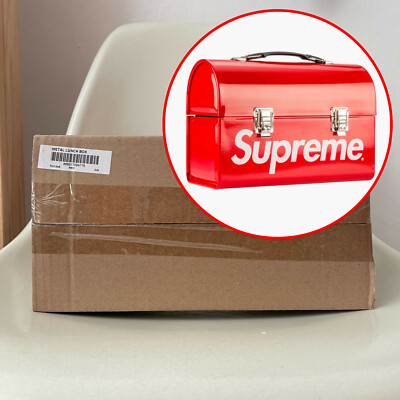 SUPREME Metal Lunch Box Storage Red Box Logo FW15 Pail Unopened