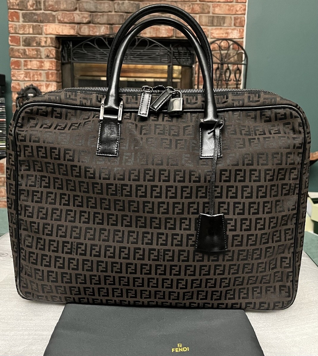 Fendi Zucca Zucchino Monogram Canvas Briefcase Laptop Business Bag