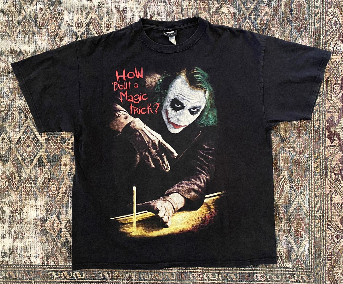 Rare VTG Dark Knight Joker Movie Promo T Shirt SZ XL Magic Trick