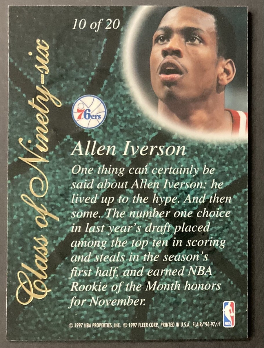 1996-97 NBA Flair Showcase Class of '96 Allen Iverson RC Rookie 10