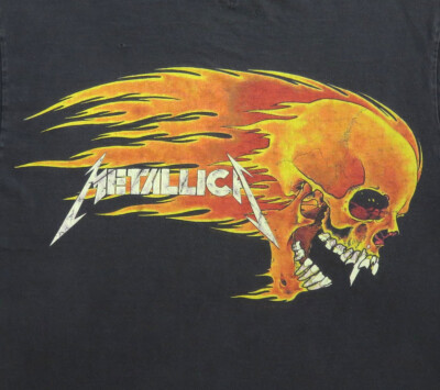 Metallica Vintage T Shirt 1990's Pushead Flaming Skull & Sun Logo