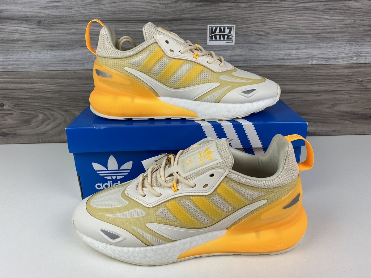 Women's Adidas ZX 2K BOOST 2.0 Yellow White Orange Cream | size 9