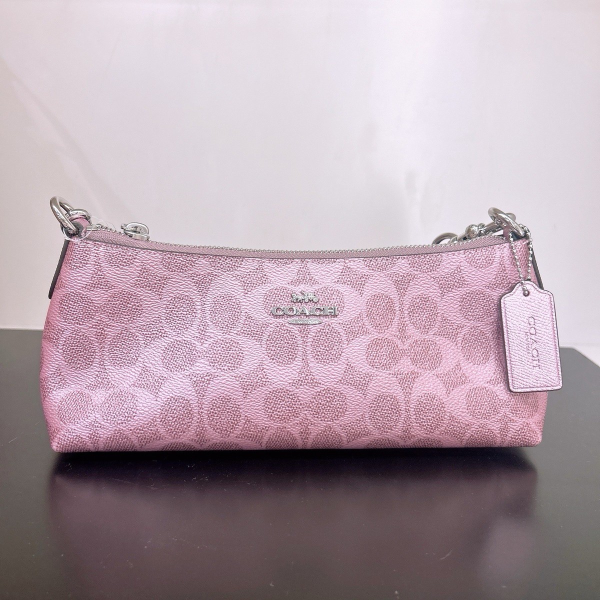 NWT Coach Charlotte Shoulder Bag In Signature Canvas CCl40 Pink