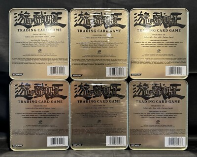 YUGIOH 2003 COLLECTOR 6 TINS SET, EACH TIN; 5 PCKS +1 VAR. CARD