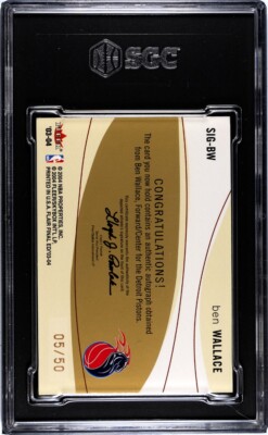 2003-04 Ben Wallace Auto Flair Significant Cuts /50 SGC 8.5 PSA