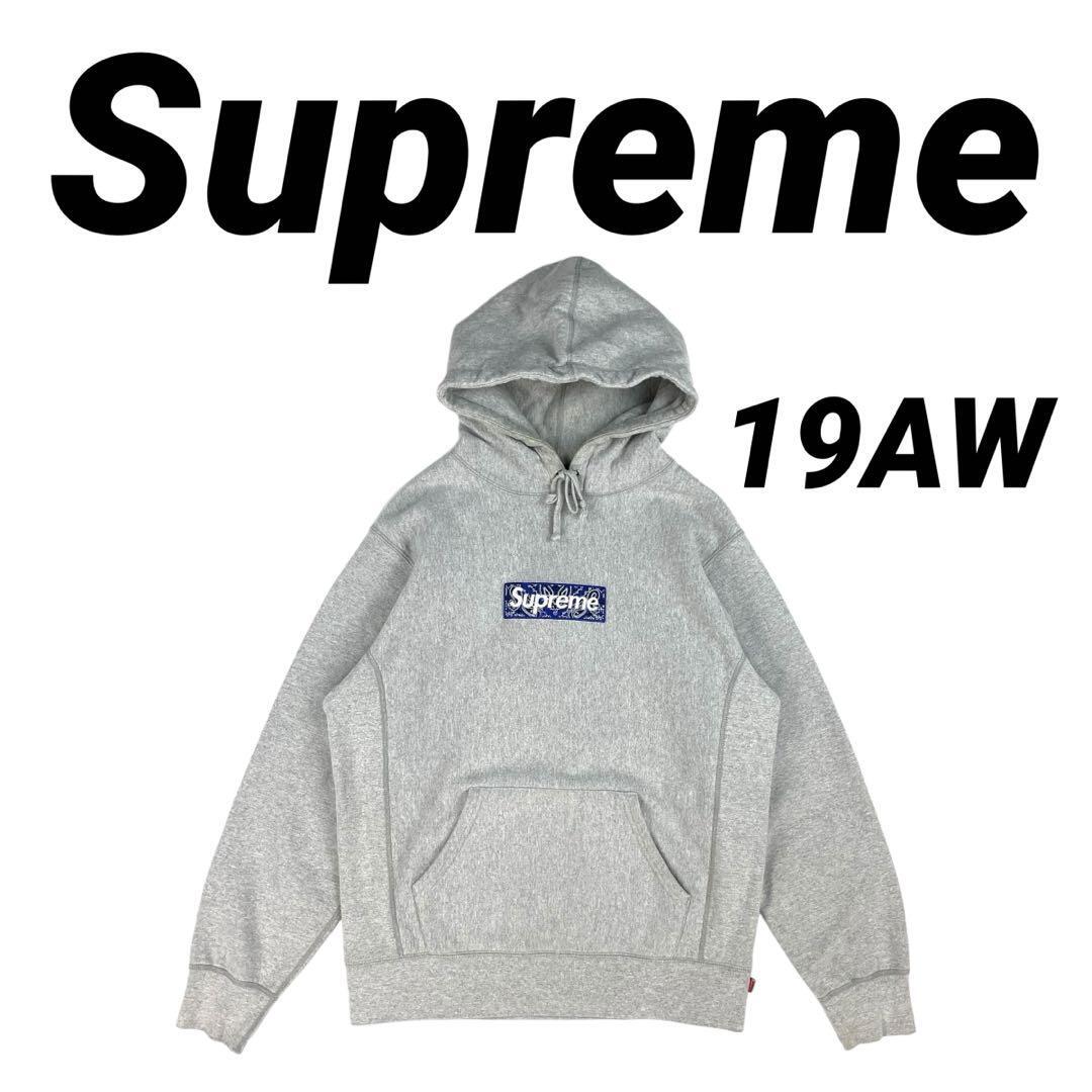Supreme 19AW BOX LOGO HOODIE Men's Hoodie Gray Blue Size M From