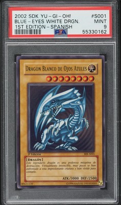 Yugioh Blue Eyes White Dragon 1st Edition PSA 9 Spanish BKI-S001