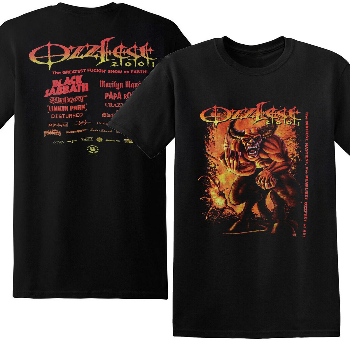 Vintage 2001 Ozzy Osbourne Ozzfest Tour Concert Rock Heavy Metal T