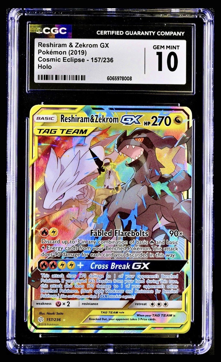 Pokémon 2019 Reshiram & Zekrom GX 157/236 Tag Team Cosmic Eclipse