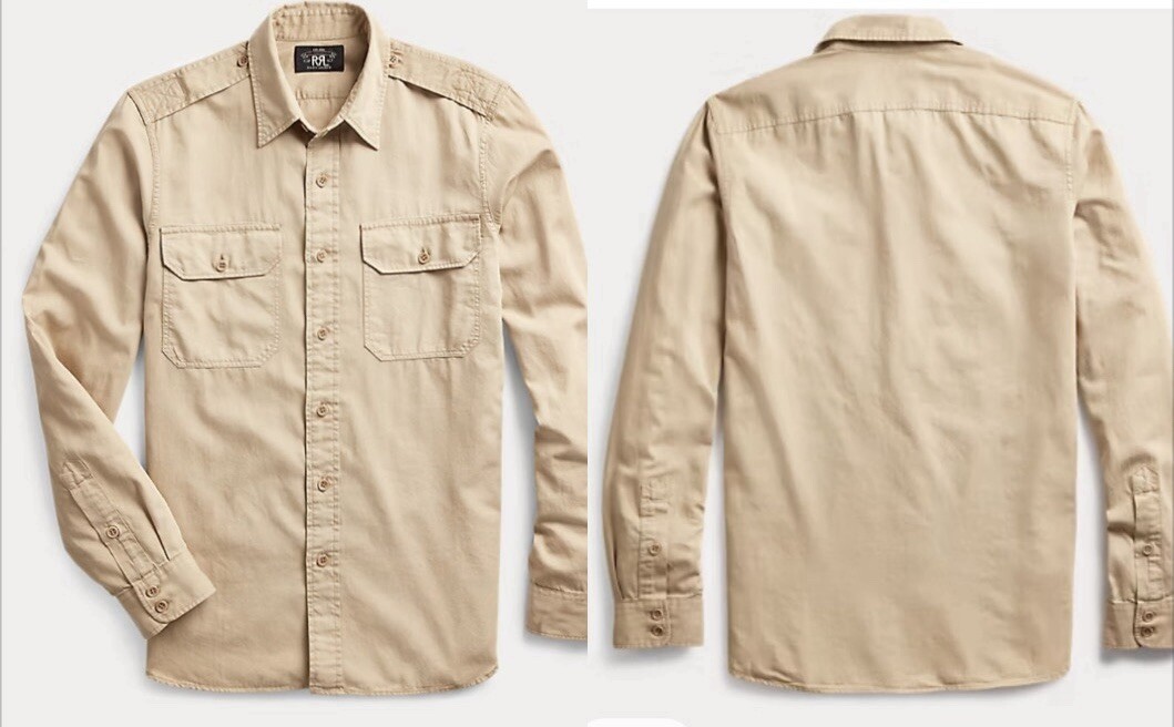 RRL Double RL Ralph Lauren Khaki Twill Workshirt Size L Slim Fit