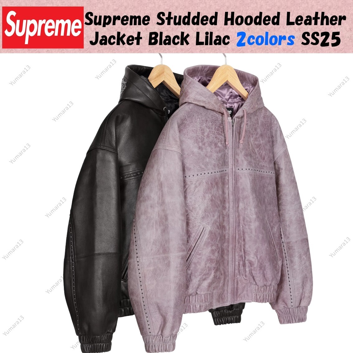 Supreme Studded Hooded Leather Jacket Black Lilac 2colors SS25 | eBay