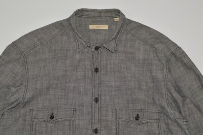 Burberry Brit Gray Light Denim Cotton Button Shirt THTHAGAR129SAM