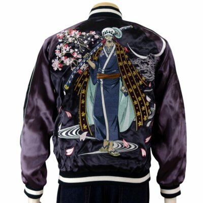 Sukajan One Piece Trafalgar Law Samurai Japan Satin Embroidery