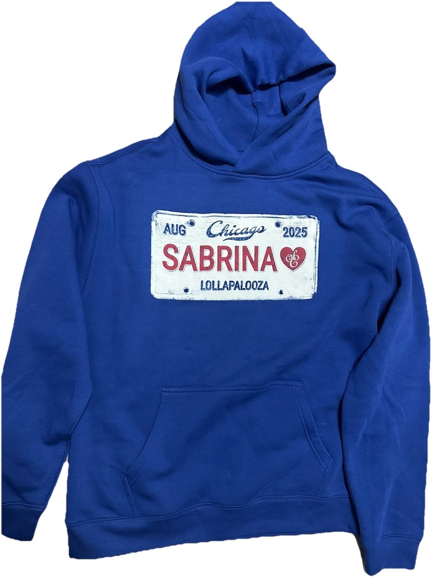 Sabrina Carpenter Lollapalooza Exclusive Blue License Plate Hoodie