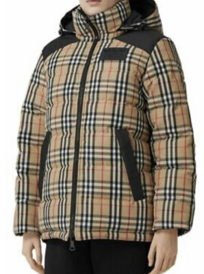 NEW BURBERRY WOMENS NEWBATTLE REVERSIBLE VINTAGE CHECK DOWN PUFFER