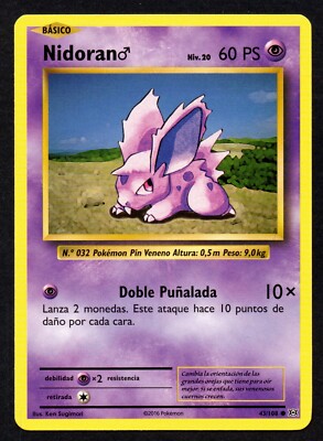 NIDORAN ♂ 43/108 EVOLUCIONES CROMO POKEMON XY EVOLUTIONS 2016 TCG