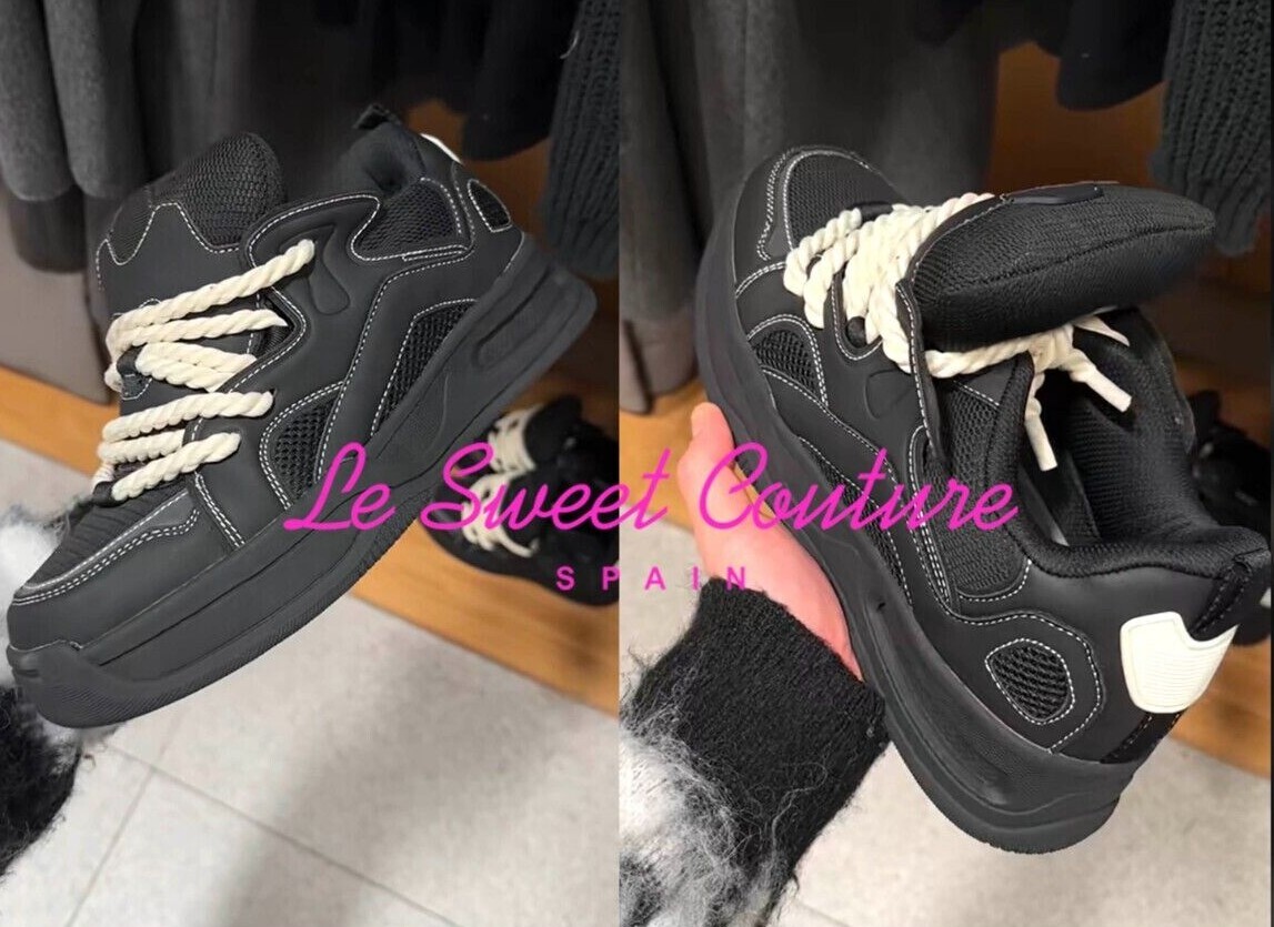 ZARA MAN NWT SS24 SKATER SNEAKERS WITH ROPE DETAILS SHOES BLACK