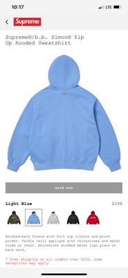 Supreme b.b. Simon Zip Up Hooded Sweatshirt Light Blue Size XXL