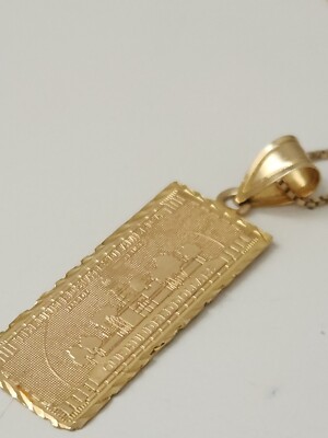 FW17 Supreme 100 Dollar Bill Gold Pendant + chain 14K Yellow