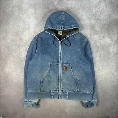 Vintage Carhartt Denim Hooded Active Jacket X-large J139 | eBay