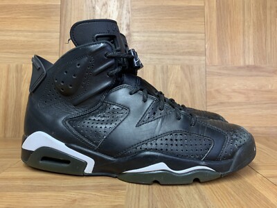 RARE🔥 Nike Air Jordan 6 VI Retro Black Cat Perf Leather Sz 9.5