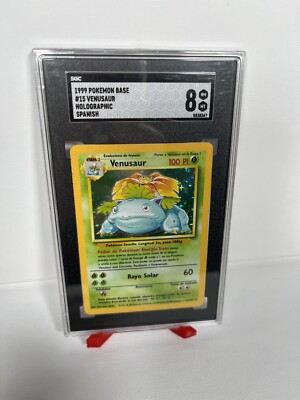 Venusaur 15/102 Holo Rare Base Set Graded SGC 8 Official Spanish