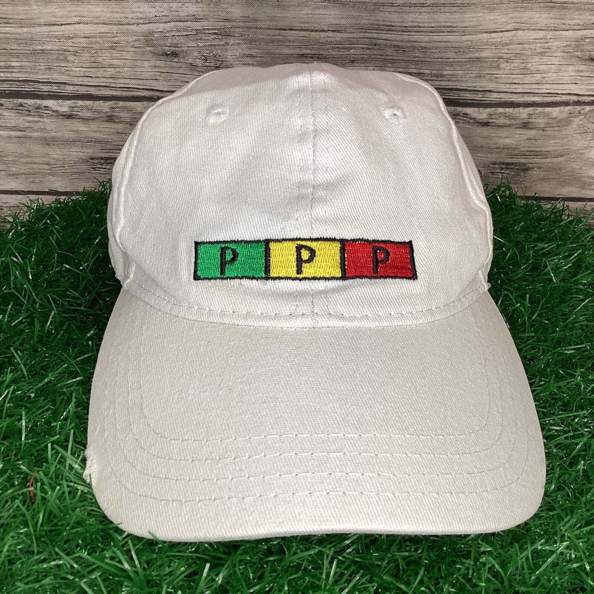 Vintage Stussy Baseball Hat Cap White PPP Logo Embroidered