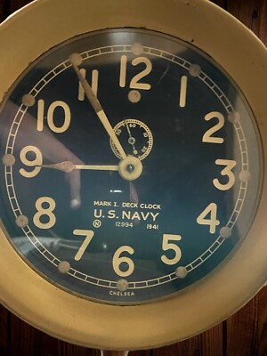 WW2 USN CHELSEA U.S. NAVY MK1 Mark I DECK CLOCK 6 INCH DIAL 1942