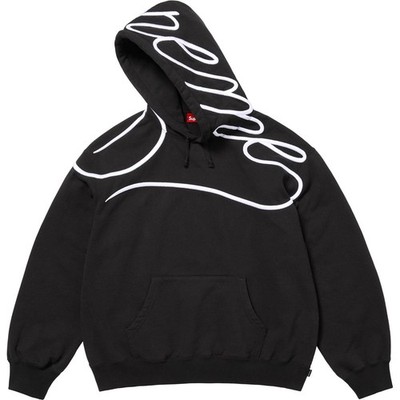 Supreme SHOULDER SCRIPT HOODED SWEATSHIRT Hoodie SS25 Black Size
