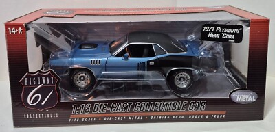 1971 Plymouth Hemi 'Cuda Highway 61 Diecast 1:18 Car - Blue