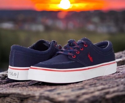 Polo Ralph Lauren Faxon X RRL Canvas Shoes Blue Red Mens 10 New