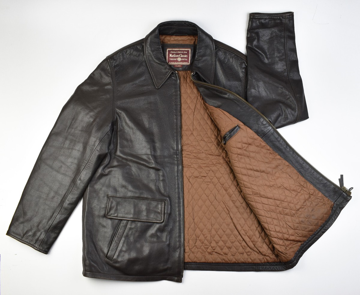 Vintage Marlboro Classics Brown Leather Jacket Size XL (DUTY FREE