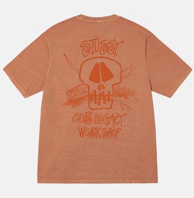 Stussy X Our Legacy Work Shop Surf Skull Pigment Dyed Tee in Clay