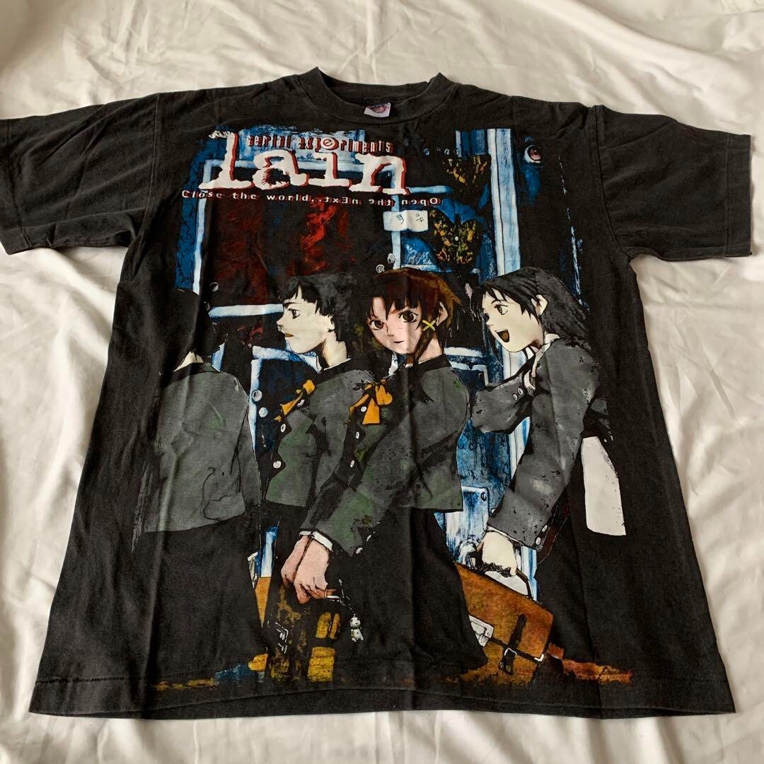 serial experiments lain One Size Official T-shirt Black Tee | eBay