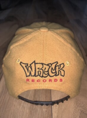 Vintage OG RARE Nervous Records Wreck SnapBack Hat 1995 Yellow