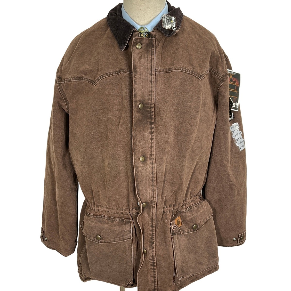 Carhartt C52 Jacket Men 2XLR Brown Ranch Coat Corduroy Blanket