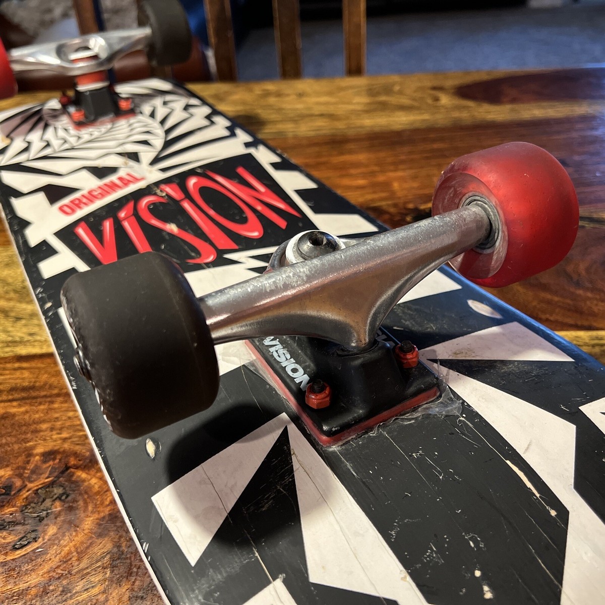 Original Vision Skateboard Black White Red￼ Stripes 31
