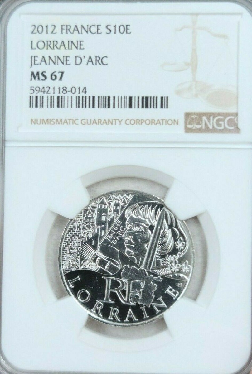 2012 FRANCE SILVER 10 EURO S10E JEANNE D'ARC NGC MS 67 BEAUTIFUL
