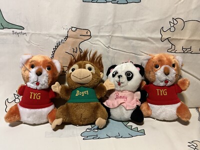 Vntg 1980s Shirt Tales Lot Pammy Tyg Bogey Animals Plush Panda
