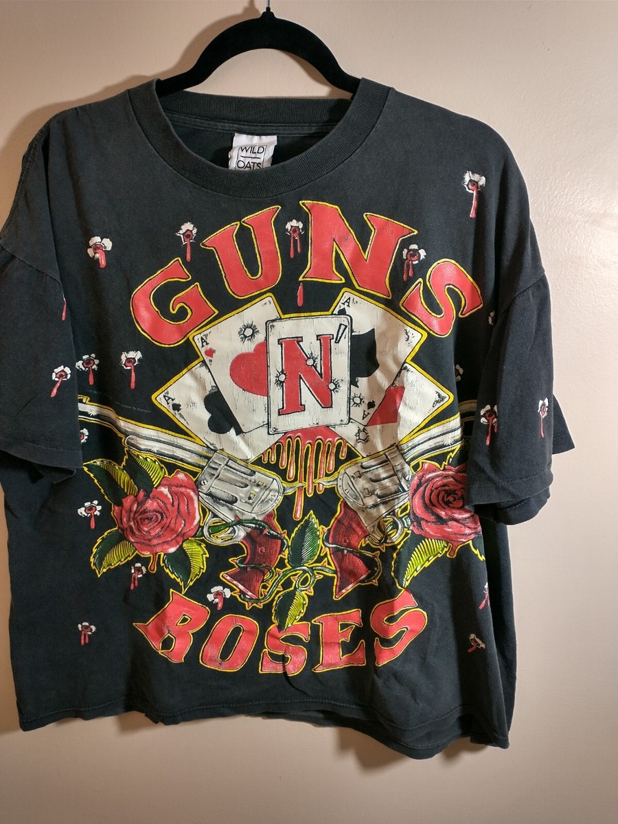 Vtg 1991 Guns N Roses Tee Tour Shirt Rock Band 90s Size XL AOP