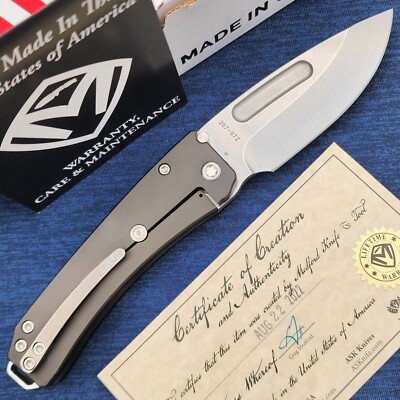Medford Midi Marauder Tumbled S35VN Drop Point Blade PVD Titanium