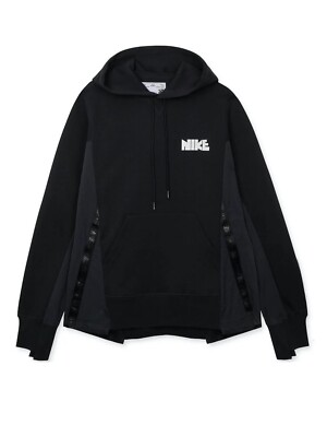 Nike X Sacai Pullover Hoodie Fleece CV5727-010 Black Unisex Size